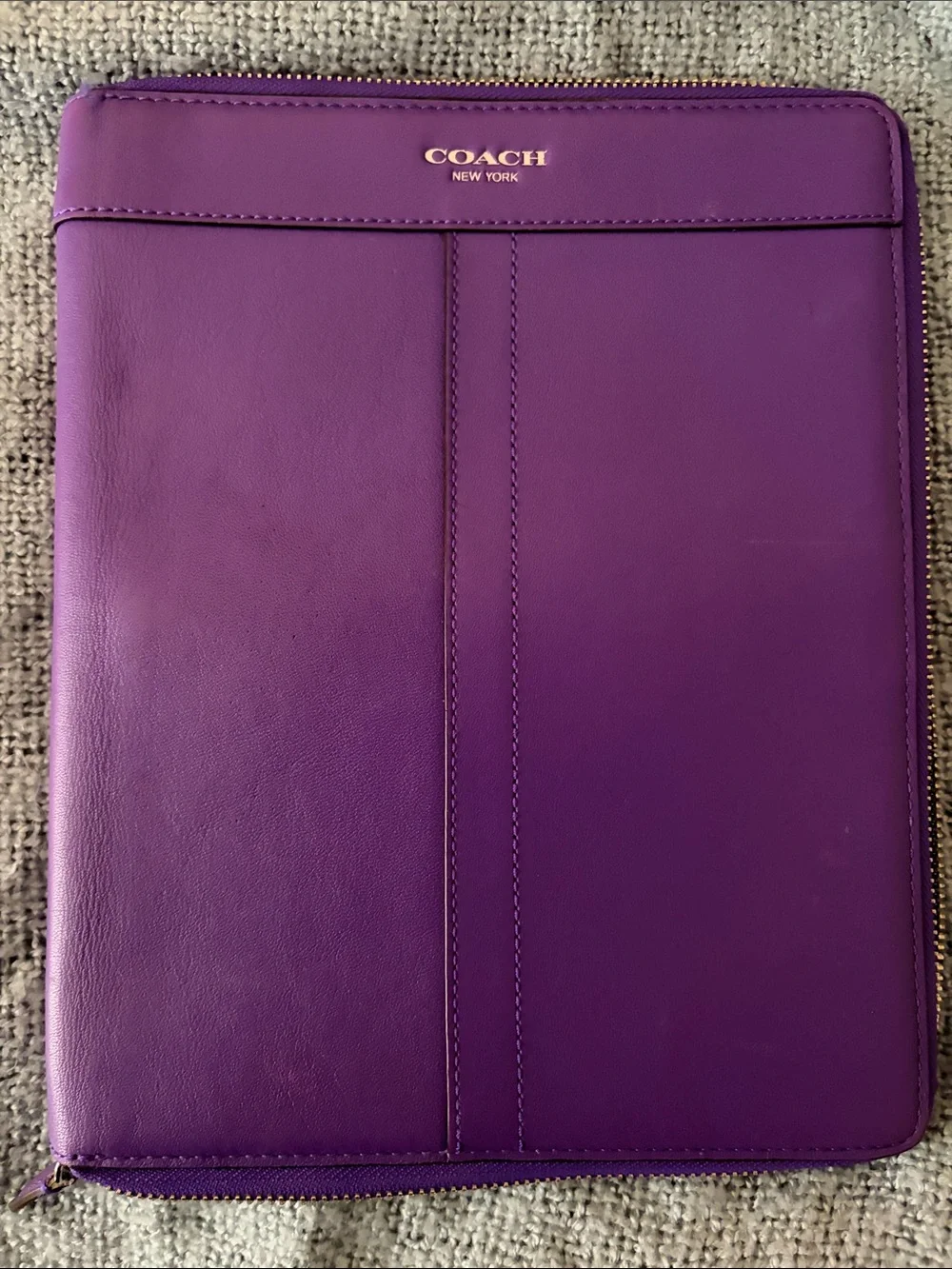 Coach Purple Leather Zip Tablet Folio